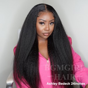 Pre-Bleached Kinky Straight Wear & Go Glueless HD Lace Closure 180% Density Wig | BGMgirl