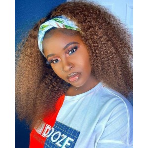 Kinky Curly Brown #4 Color Headband Lace Front Wig | BGMGirl