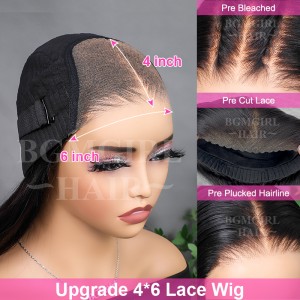 Straight Pre-Bleached Knots Wear & Go Glueless 180% HD Lace Closure Wig | BGM Hair
