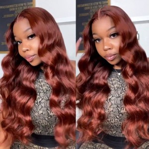Reddish Brown Body Wave #33 Wear & Go Glueless Lace Closure 180% Density Color Wig | BGMgirl