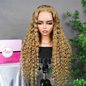 Honey Blonde Water Wave #27 Wear & Go Glueless Lace Closure 180% Density Color Wig | BGMgirl