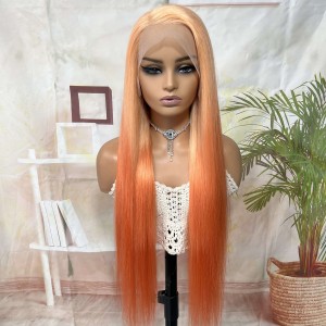 Fire Orange Straight Lace Front Colored Wig 180% Density | BGMgirl
