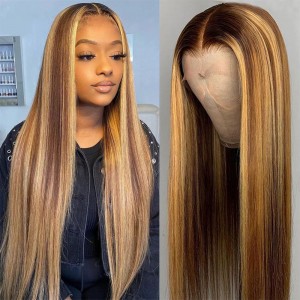 Highlight Straight Honey Blonde Colored Lace Front Wig | BGMgirl