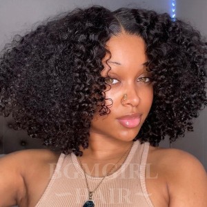 Short Bob Kinky Curly Wear & Go Glueless 180% HD Lace Closure Wig | BGM Hair