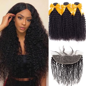 Kinky Curly Bundles With Frontal Human Hair Extensions | BGMGirl