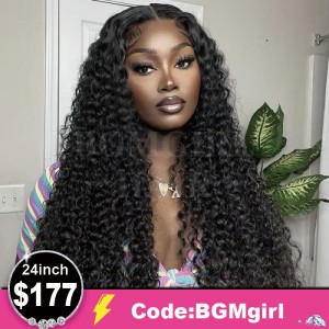 24inch Pre-Bleached Knots Water Wave Wear & Go Glueless 4*6 180% HD Lace Closure Wig Clearance Sale | BGMgirl