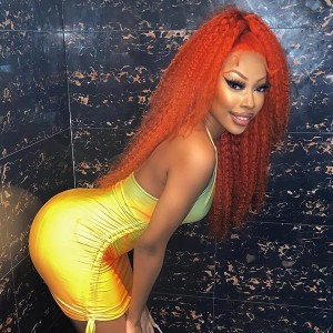 Orange Kinky Curly Lace Front Wig | BGMgirl