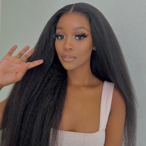 Kinky Straight Wear & Go Glueless 180% HD Lace Closure Wig | BGM Hair