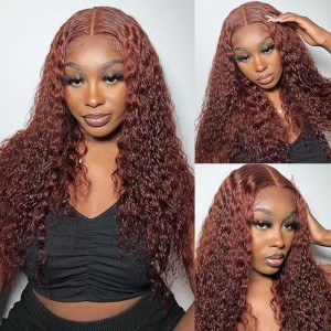Reddish Brown Water Wave #33 Wear & Go Glueless Lace Closure 180% Density Color Wig | BGMgirl