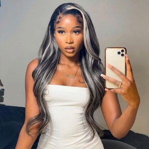 Silver Highlight Straight Lace Closure Wig | BGMgirl