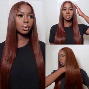 Reddish Brown Straight #33 Wear & Go Glueless Lace Closure 180% Density Color Wig | BGMgirl