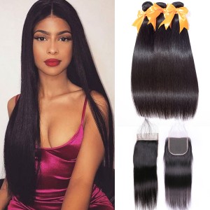 Straight Bundles With Closure Hair Extensions | BGMGirl 