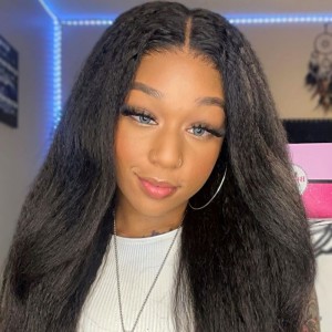 28inch Kinky Straight Wear Go Glueless 180% HD Lace Closure Wig Pre plucked Pre cut Lace Group Buy | BGMgirl
