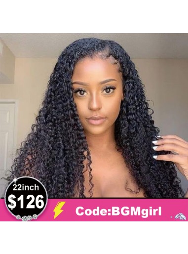Kinky Curly U Part 22inch Human Hair Wig Clearance Sale 180% | BGMGirl