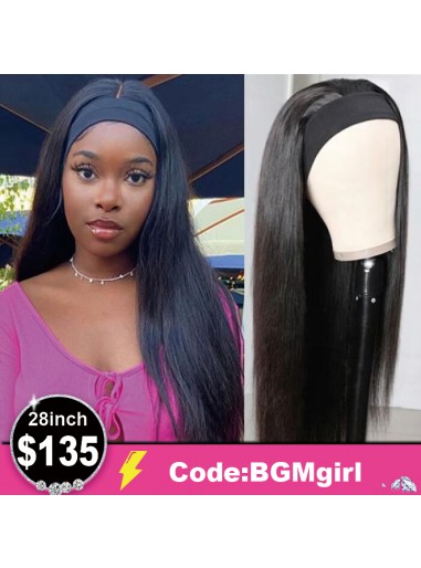 Straight 28inch Headband 180% Human Hair Wig Clearance Sale | BGMgirl