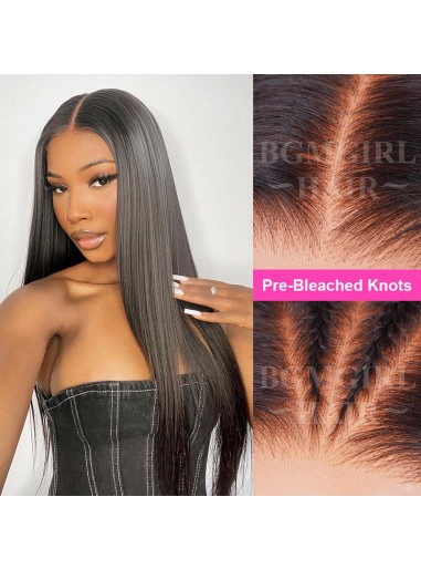 Straight Pre-Bleached Knots Wear & Go Glueless 180% HD Lace Closure Wig Valentines Day Sale