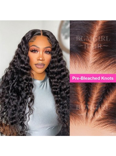 Pre-Bleached Deep Wave Wear & Go Glueless HD Lace Closure 180% Density Wig Valentines Day Sale