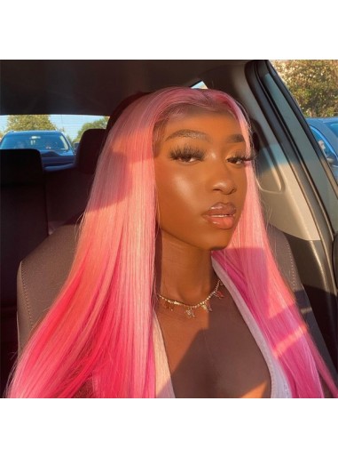 Ombre Pink 13x4 Straight 180% Lace Front Wig 2024 Clearance