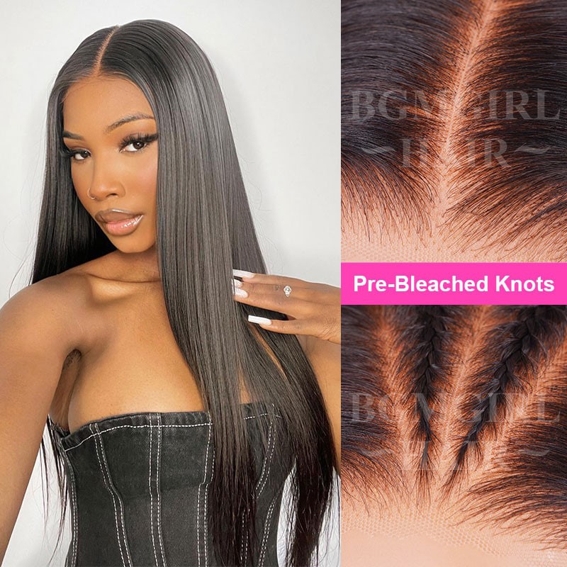 Straight Pre-Bleached Knots Wear & Go Glueless 180% HD Lace Closure Wig Valentines Day Sale