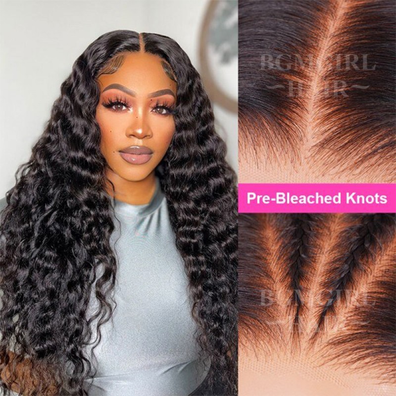 Pre-Bleached Deep Wave Wear & Go Glueless HD Lace Closure 180% Density Wig Valentines Day Sale