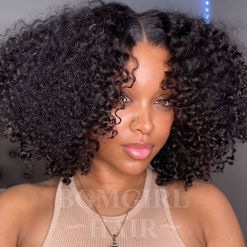 Short Bob Kinky Curly Wear & Go Glueless 180% HD Lace Closure Wig | BGM Hair BGMgirl