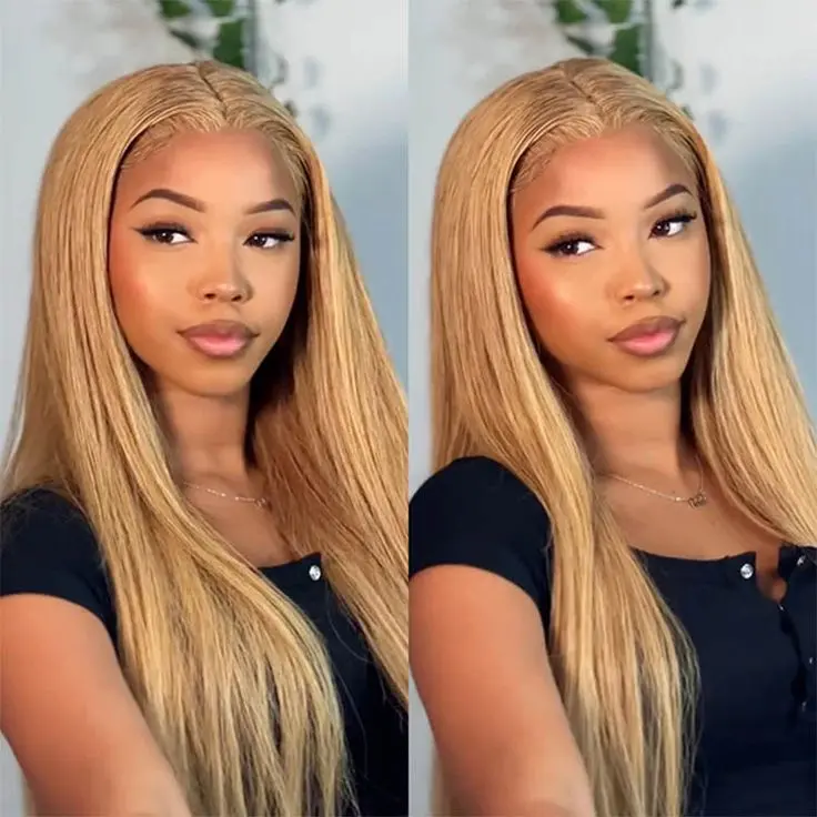 Honey Blonde Straight 6x4 Lace Closure 180%  Glueless Wig