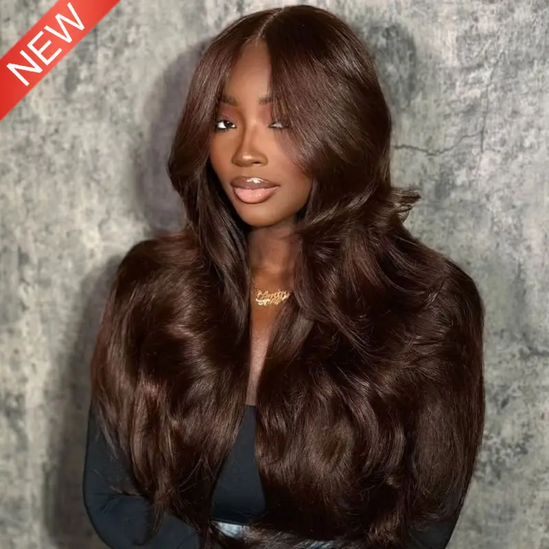 chocolate brown color wig glueless wig