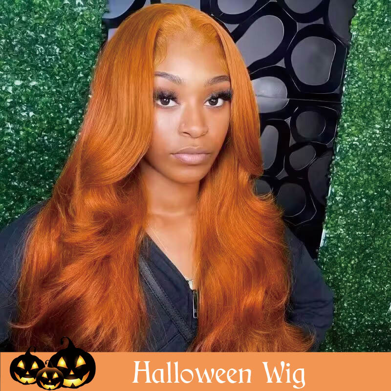 Orange Straight Lace Front Wig