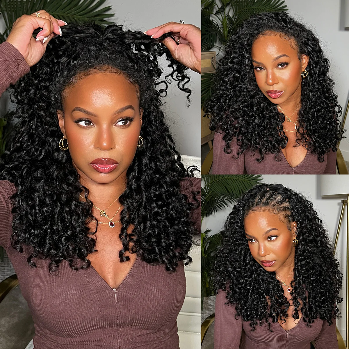 Burmese Curly Half Wig