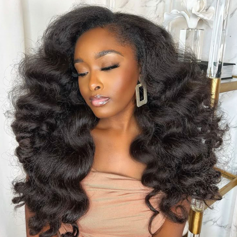 US ONLY | Kinky Straight 3 In 1 Half Wig Drawstring Band Wear Go Wig Invisible Hairline BGMgirl Hair