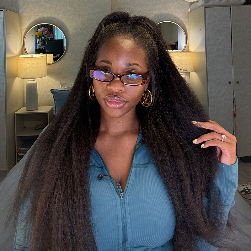 Kinky Straight 3 In 1 Half Wig Drawstring Band Wear Go Wig Invisible Hairline BGMgirl Hair