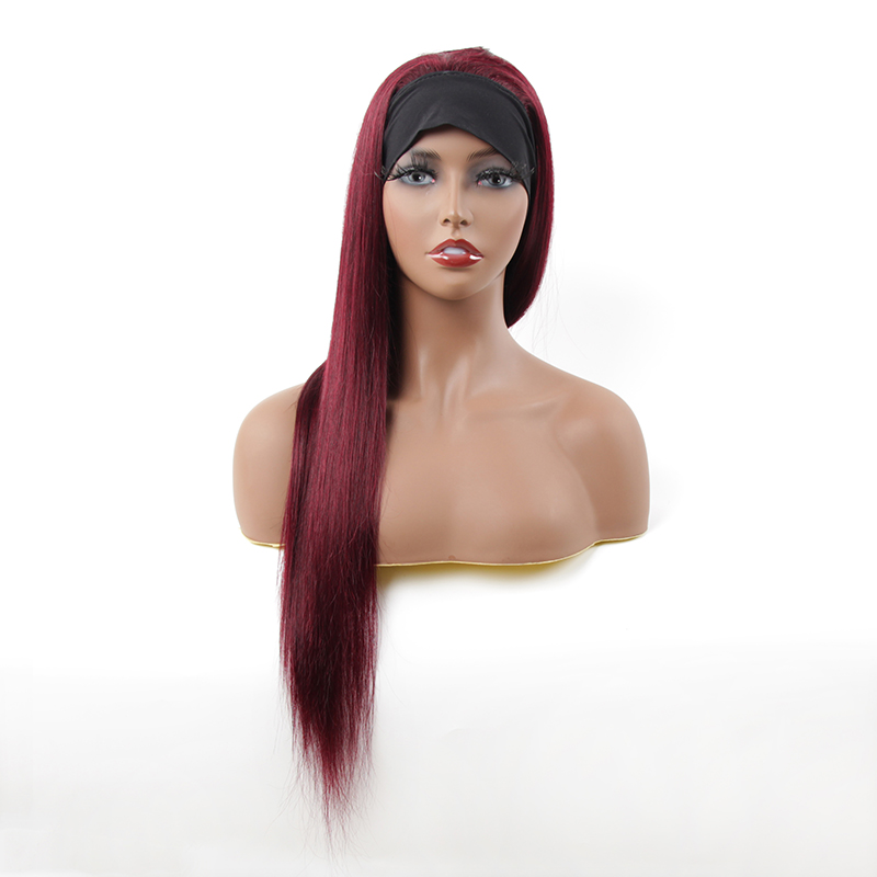99J Burgundy Straight Headband Human Hair Wig | BGMgirl
