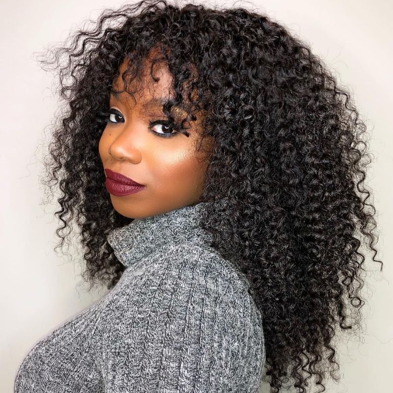 20 inch kinky curly machine made human hair wig