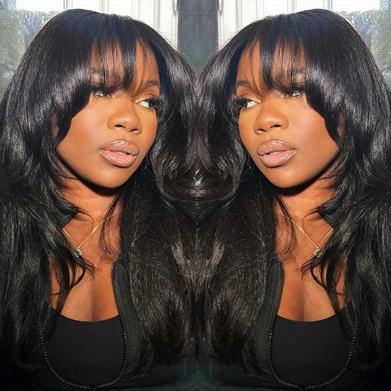 Kinky Straight Wig With Bangs Human Hair Wig | BGMGirl