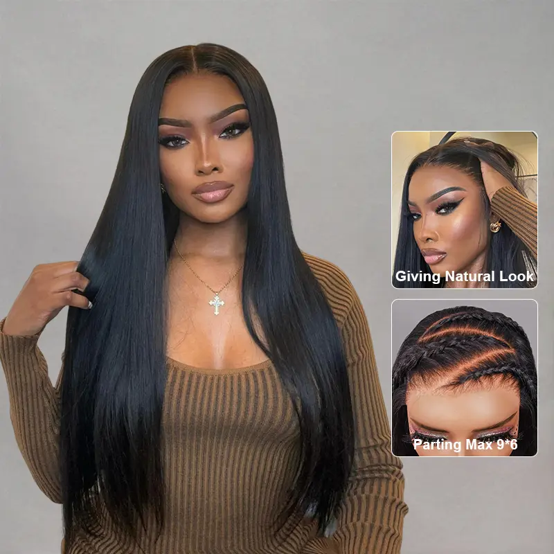 straight human hair wear and go lace wig