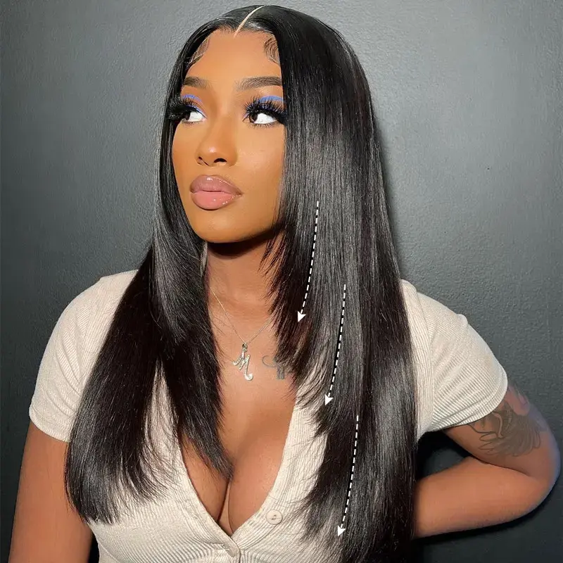 Layered Cut Straight Pre-Bleached Wear Go Wig 6x4 HD Lace Closure 180% Glueless Wig | BGMgirl Hair