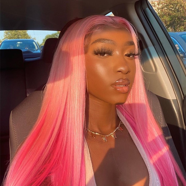 Ombre Pink 13x4 Straight 180% Lace Front Wig 2024 Clearance