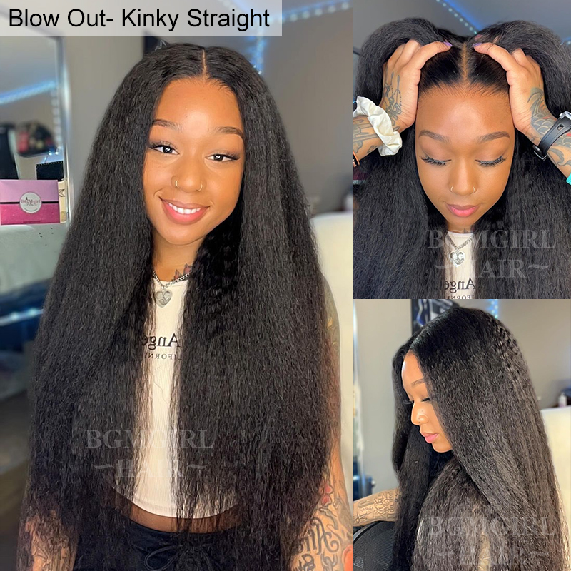 M-cap Kinky Straight / Yaki Straight 9x6 Wear Go Wig HD Lace Pre-Bleached Tiny Knots Glueless Wig | BGMgirl Hair