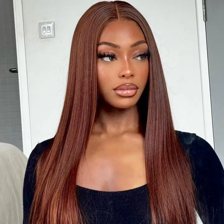 62% OFF Reddish Brown Straight Wear Go Wig 180% Density Color Glueless Wig