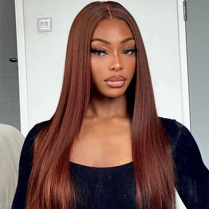 Reddish Brown Straight Wear Go Wig 6x4 Lace Closure 180% Density Color Glueless Wig | BGMgirl Hair