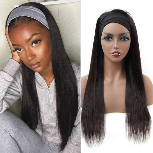 Straight Headband Wig 180% Density Machine Made Glueless Wig Daily Sale