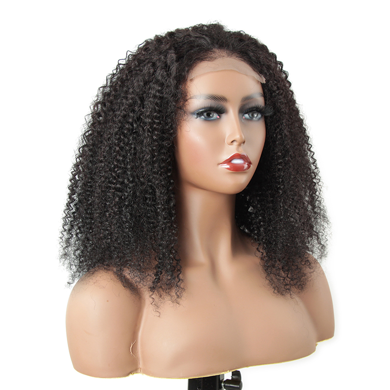 [24"=$142] 24Hrs Shipping Kinky Curly 150% Density 4x4 Transparent Lace Closure Wig