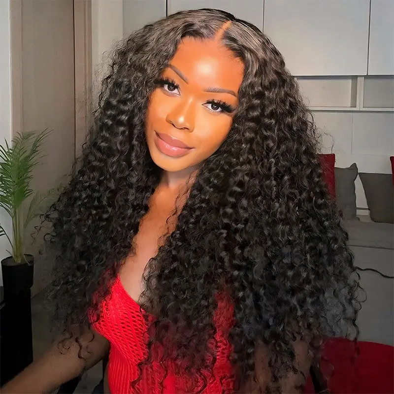 kinky curly hair wigs transparent lace wigs wear and go lace wig