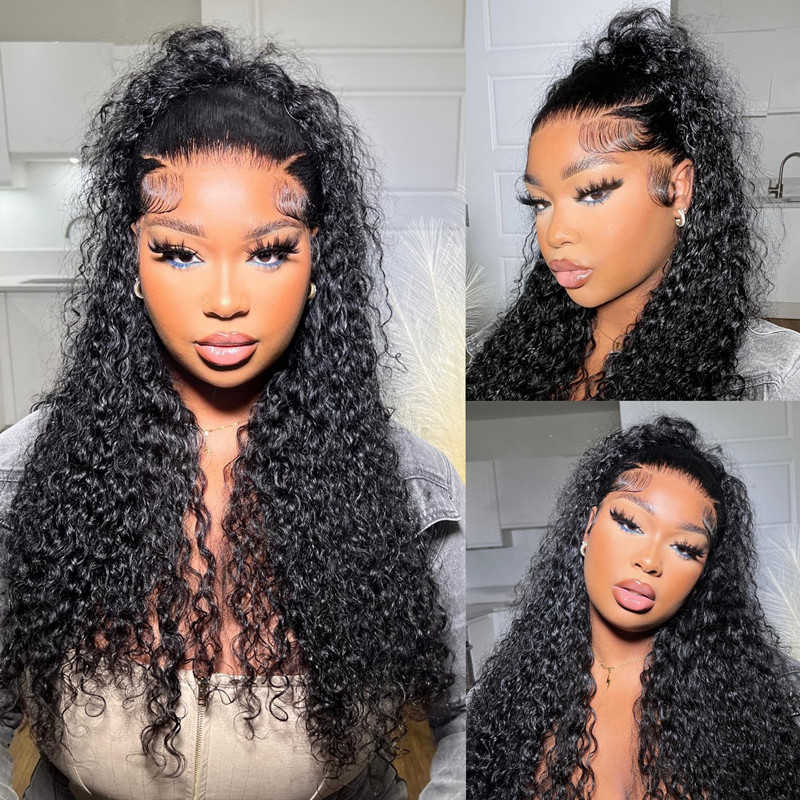 Water Wave13x4 180% Human Hair Lace Front Wig US Sale Fast Shipping