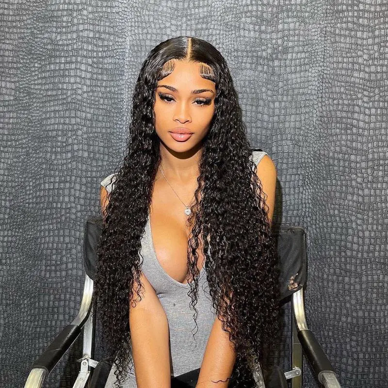 Pre-Bleached Water Wave Closure Glueless 22 Inch Wig
