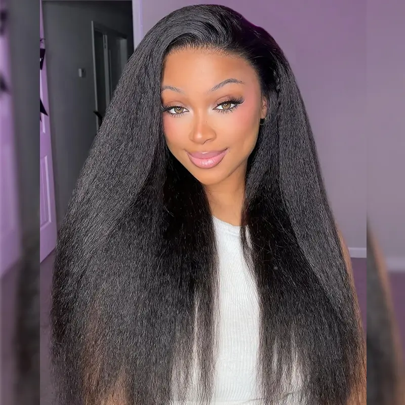Kinky Straight Invisi Drawstring 360 Glueless Wig