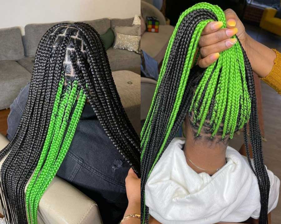 Green peekaboo braids 💚 ( follow @kulturesthread for more ) - - - ( Tags )  #explorepage #explorepageready #explorepage✨ #trending