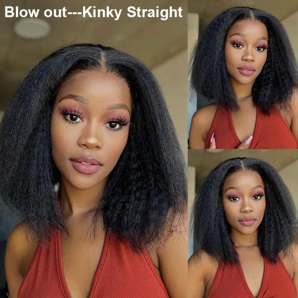 10 inch kinky straight wear go wig