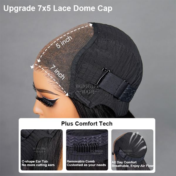 3D dome cap design of layered bob 7x5 lace wig