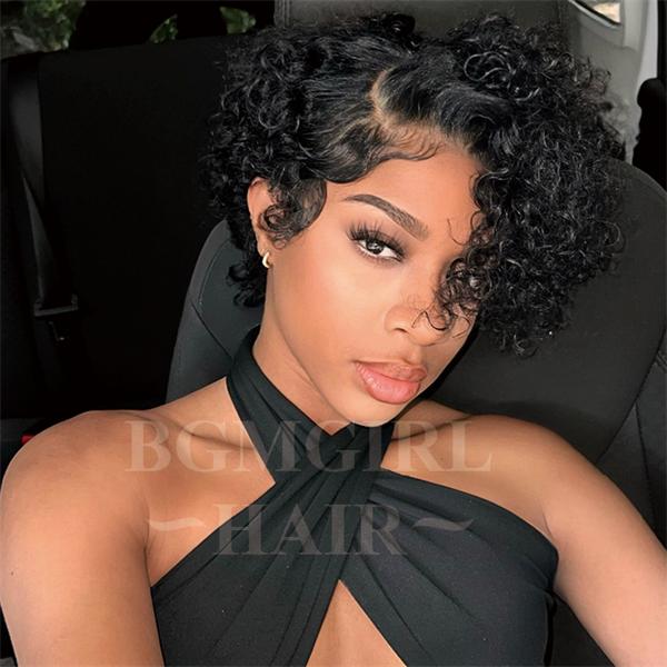 4 inch pixie cut curly wig